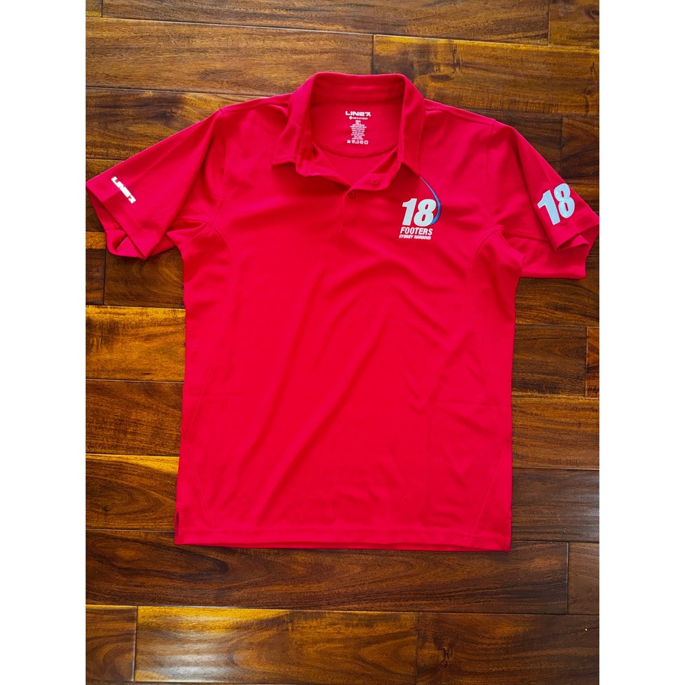 Line 7 Polo Shirt Mens L Red Excellent 18 Footers Sydney Harbour Sailing Aquatec